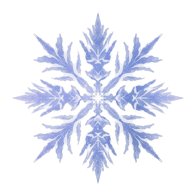 Aesthetic snowflake png sticker watercolor design in transparent background