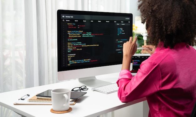 African Americans developer Coding Software project on screen Tastemaker