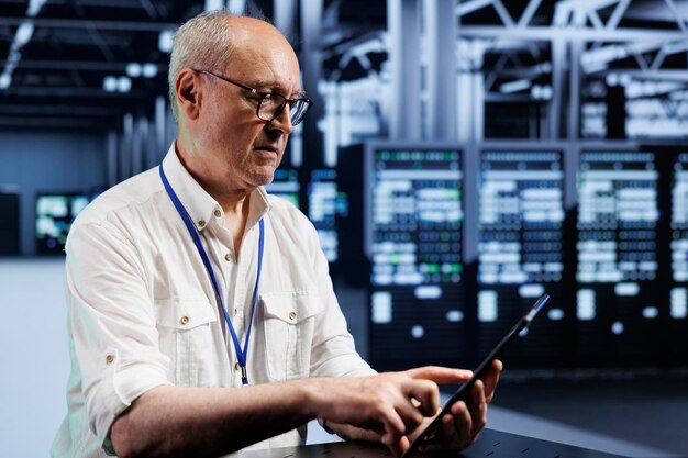 Aged expert setting up VPN servers