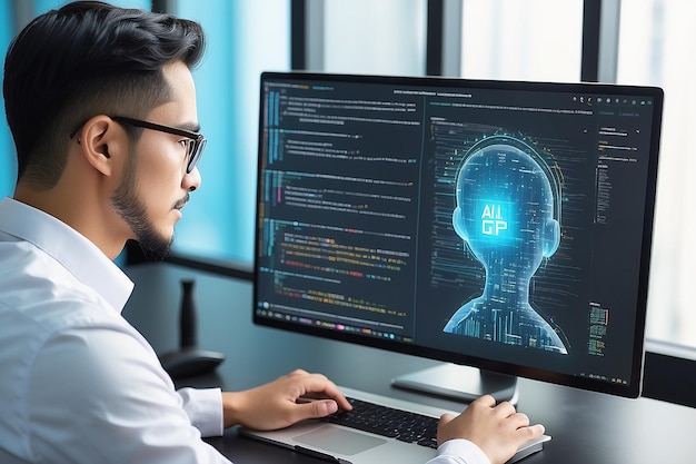 Ai chat GPT programmer coding compiler encode debug and developer application software for business corporate with Ai Chat GPT