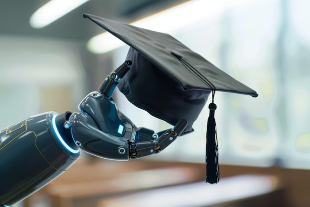 AI Graduation A Robot Holding a Graduation Cap