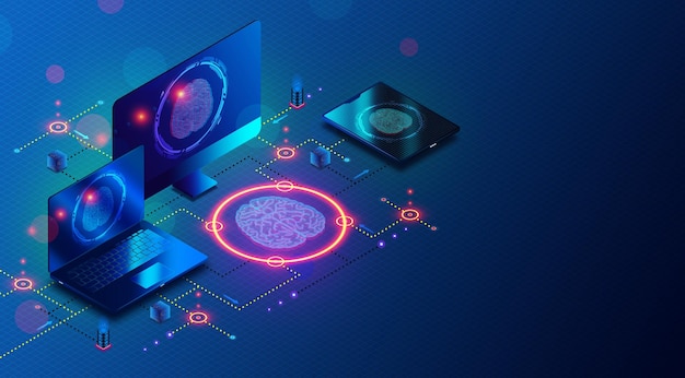 AI Workstation 3D Illustration