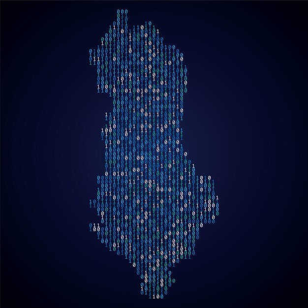 albania country map made from digital binary code