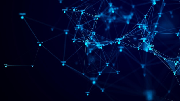 Algorithm flow of artificial intelligence technology Global big data storage network Futuristic science background 3D rendering