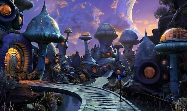 alien city in the art style