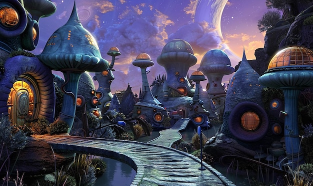 alien city in the art style