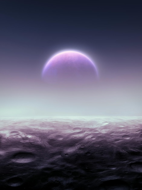 alien landscape extrasolar world a planet in the sky above the surface of an exoplanet