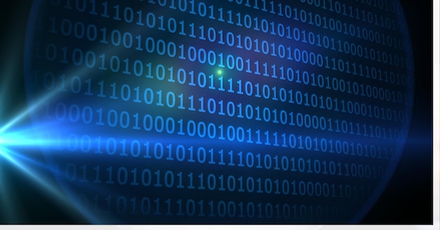 Animation af binær kodning af databehandling over skærm
