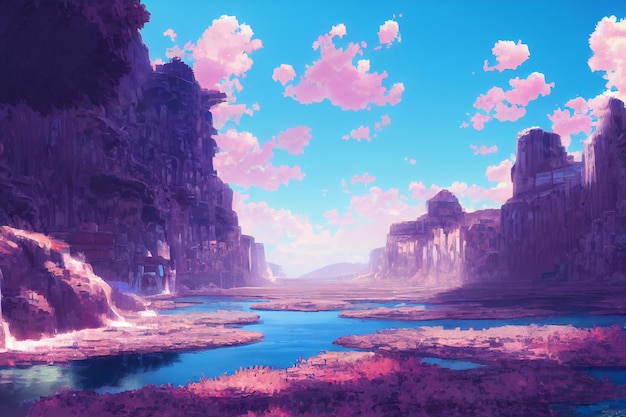 anime art style environment background image