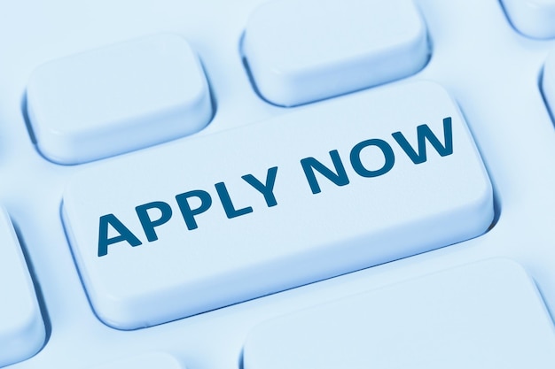 Application apply online job search searching business concept internet blue computer keyboard
