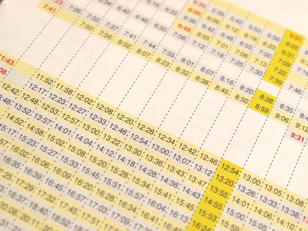 Arrivals and departures timetable