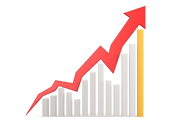 Arrow and rising graph isolated