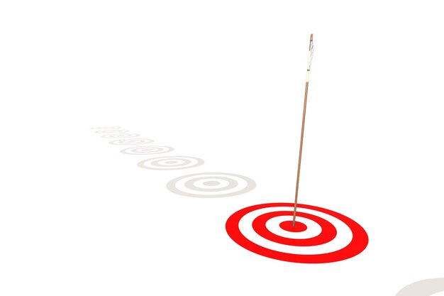Arrow hitting the center of a red target