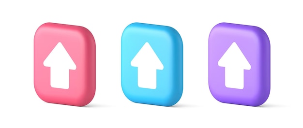 Arrow up button directional pointer cyberspace cursor 3d realistic icons