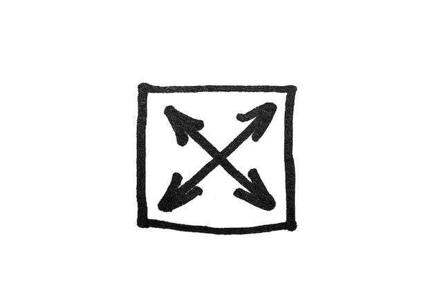 Arrows in a square pointing in different directions on white background