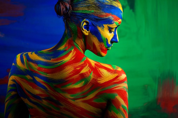 art fashion makeup color face of woman for inspiration abstract portrait of the bright beautiful