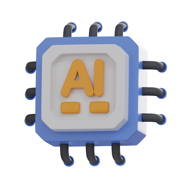Artificial intelligence 3d icon set Brain chatbot chip data server