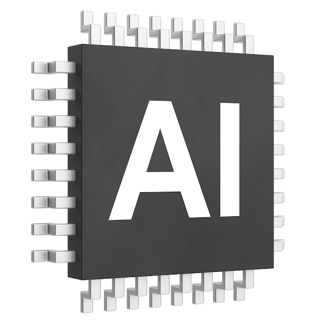 Artificial Intelligence AI chip 3D illustration