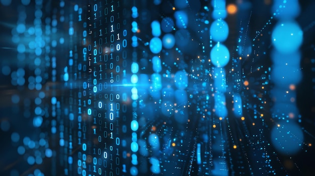 Artificial intelligence and binary lines exploring abstract world of connected lines in binary code
