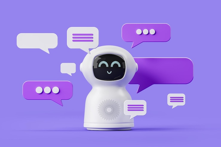Bild artificial intelligence bot and speech bubbles