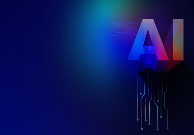 artificial intelligence digital background in different colors with the initial of artificial intell