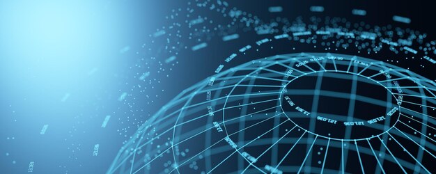 Artificial intelligence Machine learning Data background Big data Wireless connection Satellite internet Blockchain technology Network structure background 3D rendering