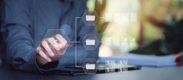 auditor working with document folderManagement of corporate data storageER