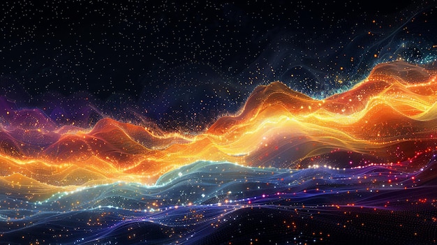 Aurora is a rainbow full of twinkling stars in a black sky Ai generated art