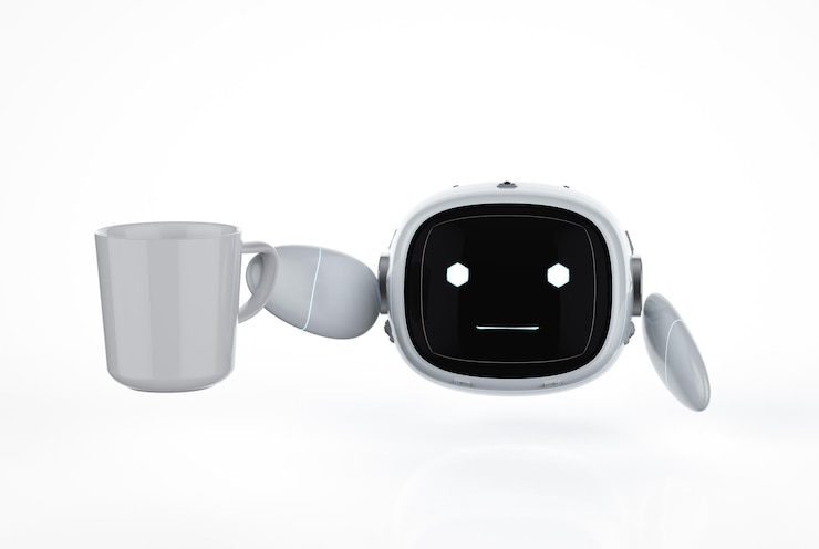 Bild automation cafe or coffee shop concept with robotic barista serve cup of coffee