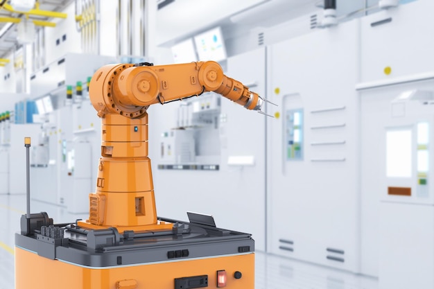 Automation semiconductor manufacturing with robotic arms in factory