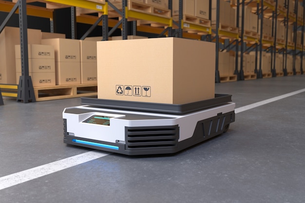 Autonomous Robot transportation in warehouses Warehouse automation concept