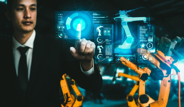 Avancerat robotarmsystem för digital industri och robotteknik för fabriker