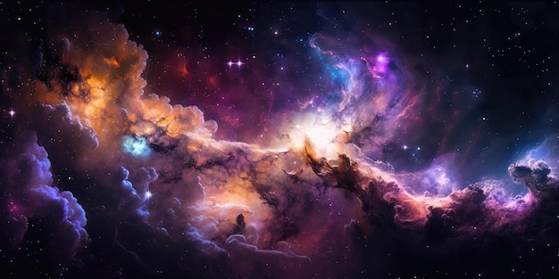 Background of an infinite space with stars galaxies nebular