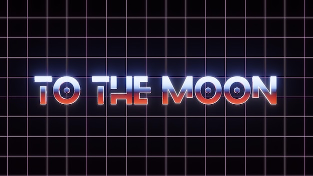 Background wallpaper Vintage style 80s buy the future text neon sign old gaming conceptGlowing neon lightsRetro wave and synthwave styleFor nft business crpyto3D render images illustration