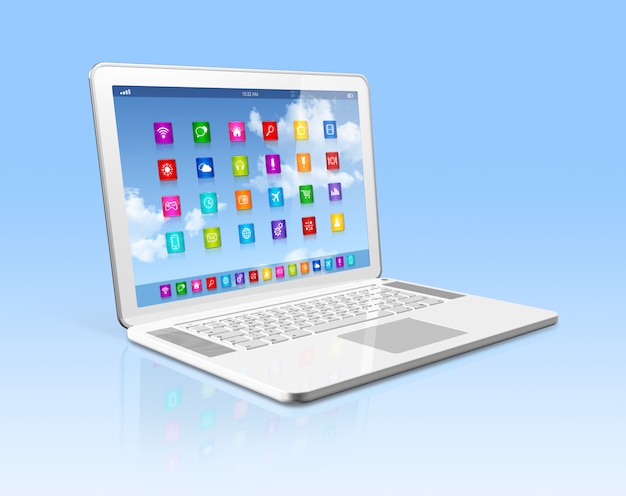 Bærbar computer – interface med app-ikoner