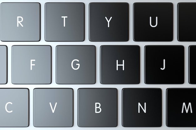 Bærbar tastatur tæt på. 3D-illustration