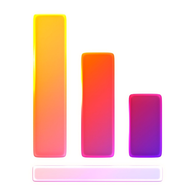 bar charts icon png sticker 3d neon glow transparent background