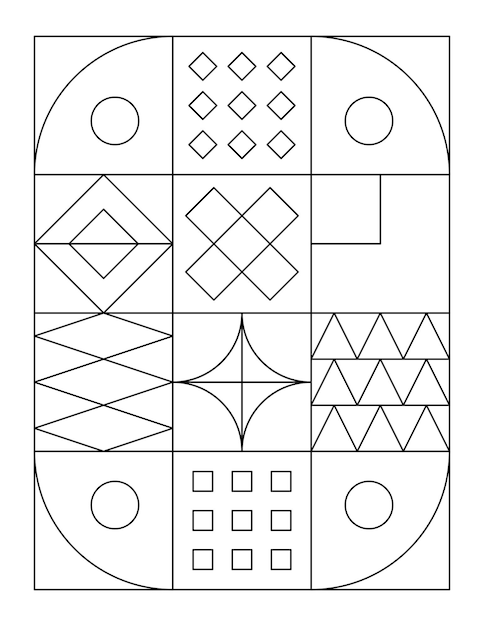 Bauhaus coloring page for adults printable