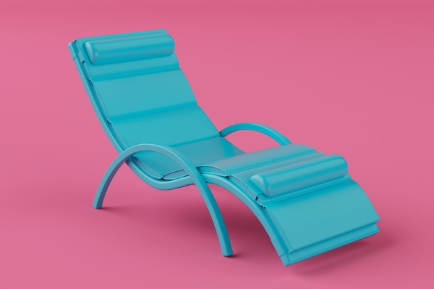 Beach Relax Blue Chair in Duotone Monochrome Style 3d Rendering