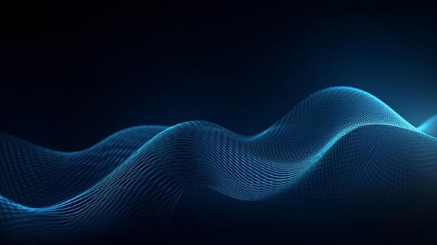 Beautiful abstract wave technology background with blue light digital effect corporate concept