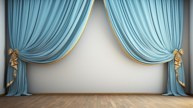 beautiful blue curtain arrangement