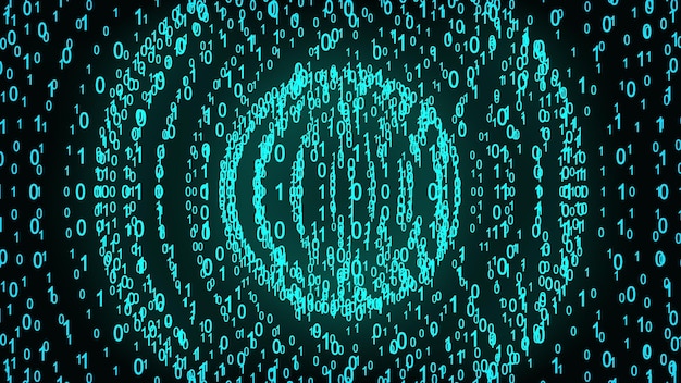 Big and small binary number spheres computer generated 3d rendering of binary code background with numbers Abstract elements