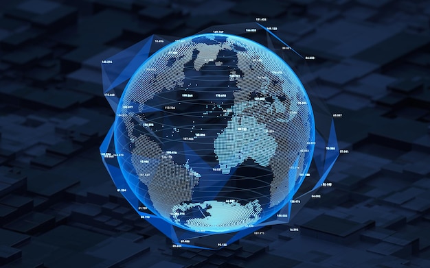 Big data and digital earth 3d rendering
