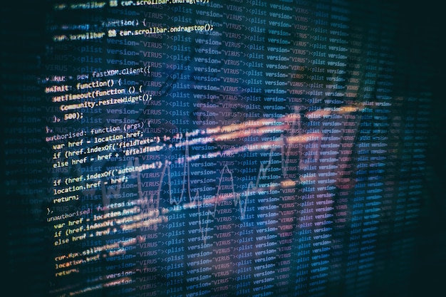 big data storage and cloud computing representation. programming code .