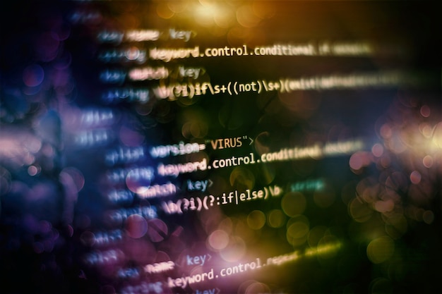Big data storage and cloud computing representation. Programming code .