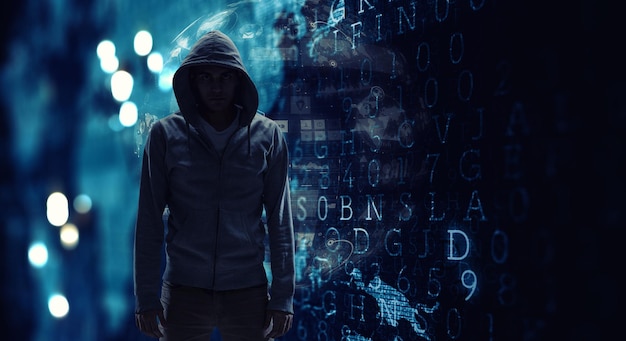 Billede af fare for cyberangreb. Blandede medier
