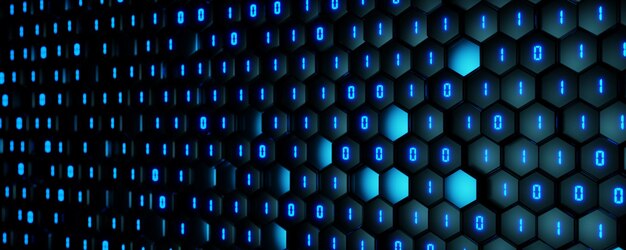 Binary backgroundTechnological background Neural network concept Artificial intelligence Blockchain Abstract background Digital background 3D rendering