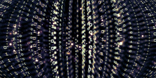 Binary code background motion binary data Hacking computer data Technology of digital binary data screen 3D illustration