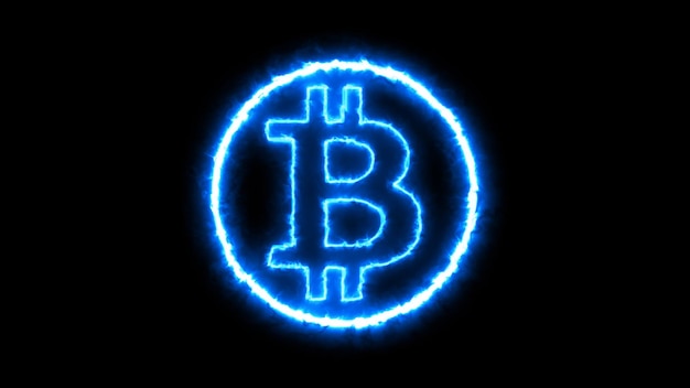 Bitcoin Symbol neon Concept of Digital Payments cryptocurrency