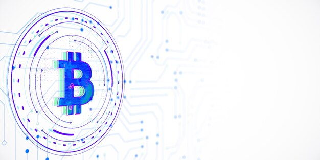 Bitcoin symbol with futuristic circuit background 3D Rendering